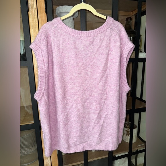 H&M sweater vest lavender knit sleeveless wool pastel oversized vneck - Picture 4 of 6